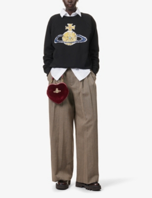 Shop Vivienne Westwood Womens Black Time Machine Graphic-print Organic-cotton Sweatshirt