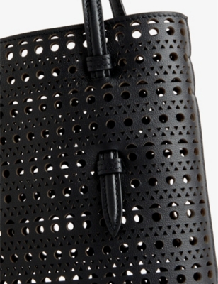 Shop Alaïa Alaia Noir Mina Cut-out Leather Top-handle Bag