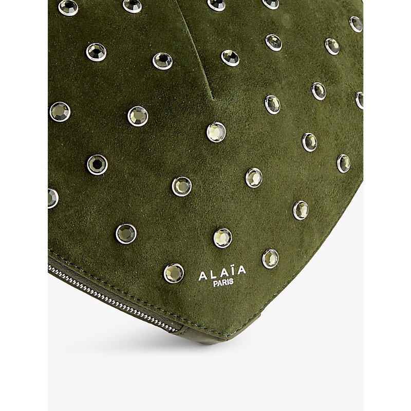 Shop Alaïa Alaia Womens Vert Anglais Le Coeur Stud-embellished Cross-body Bag