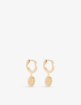 TORY BURCH: Miller crystal-embellished brass earrings