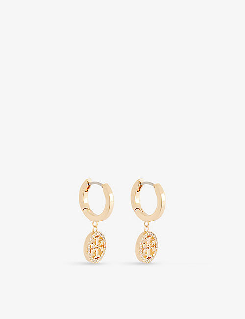 TORY BURCH: Miller crystal-embellished brass earrings