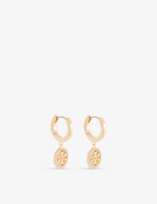 Tory Burch Womens Tory Gold Crystal Miller Crystal-embellished Brass Earrings