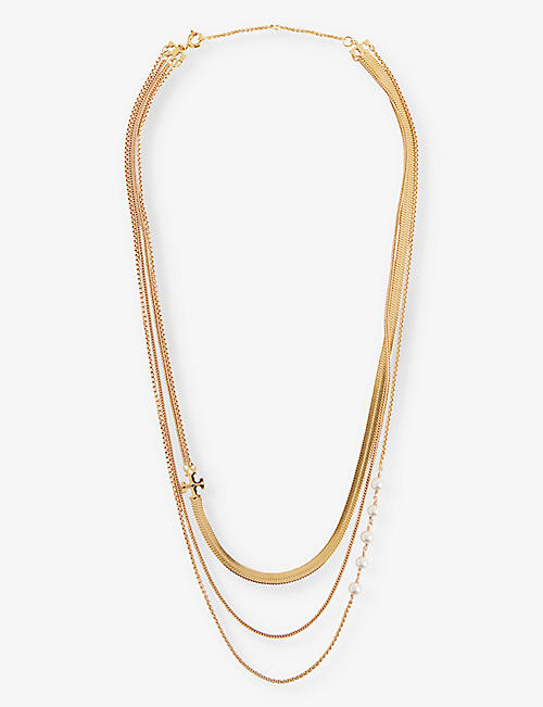 TORY BURCH: Kira 18ct yellow gold-plated brass necklace