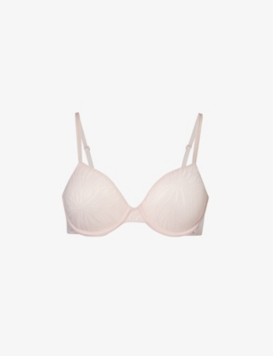 CALVIN KLEIN: Half-cup underwired recycled nylon-blend lace bra