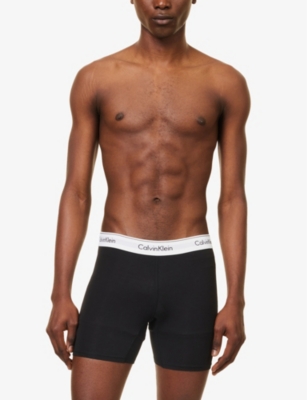 Shop Calvin Klein Women's Black Logo-waistband Stretch-cotton Blend Boxer Briefs
