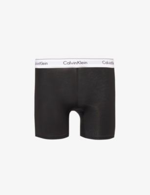 Shop Calvin Klein Womens Black Logo-waistband Stretch-cotton Blend Boxer Briefs