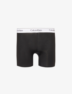 Shop Calvin Klein Women's Black Logo-waistband Stretch-cotton Blend Boxer Briefs