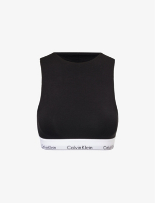 CALVIN KLEIN: Modern branded-waistband cotton-blend bralette