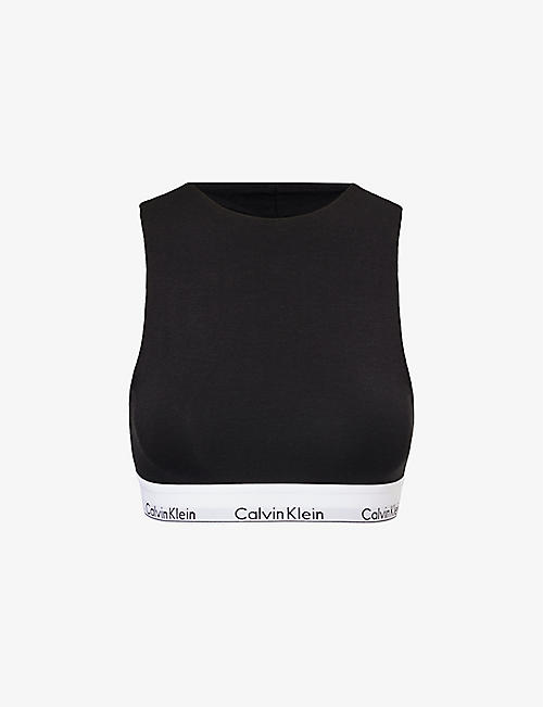CALVIN KLEIN: Modern branded-waistband cotton-blend bralette