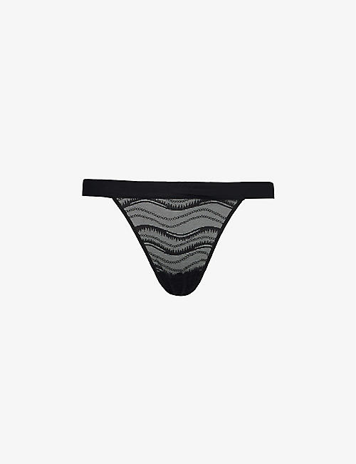 CALVIN KLEIN: Mid-rise stretch-lace thong