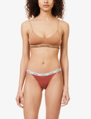 Shop Calvin Klein Modern Branded-waistband Mid-rise In Marsala