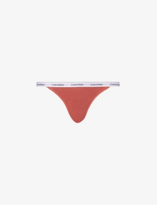 Shop Calvin Klein Womens Marsala Modern Branded-waistband Mid-rise Stretch-cotton Briefs