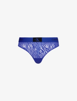 CALVIN KLEIN: 1996 recycled polyamide-blend lace thong