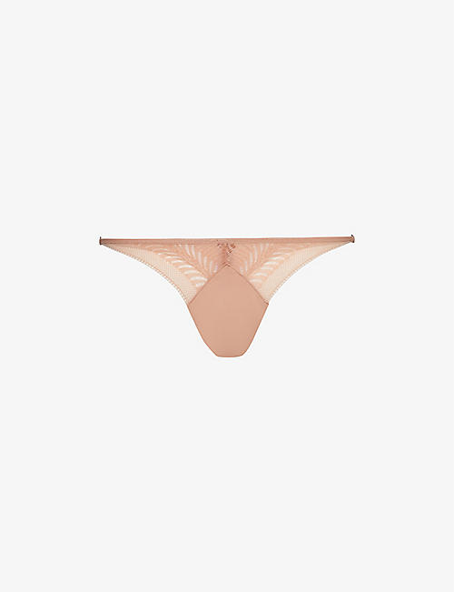 CALVIN KLEIN: Sculpt recycled-nylon stretch-lace thong