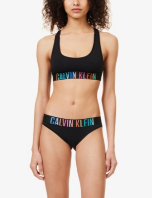 Shop Calvin Klein Intense Pride Branded-waistband Cotton-blend Briefs In Black W/ Ombre Pride Wb