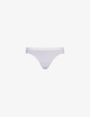 CALVIN KLEIN: Comfort lace-trim mid-rise stretch-woven thong