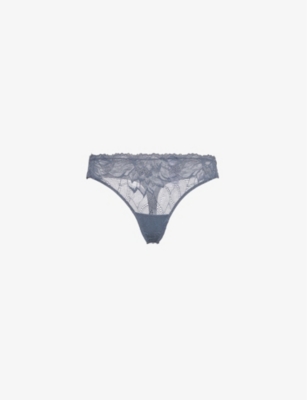 CALVIN KLEIN: Comfort lace-trim mid-rise stretch-lace thong