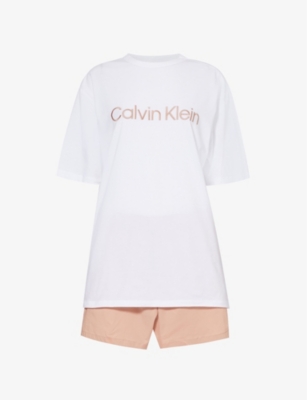 CALVIN KLEIN: Logo-print cotton and recycled polyester-blend jersey pyjamas