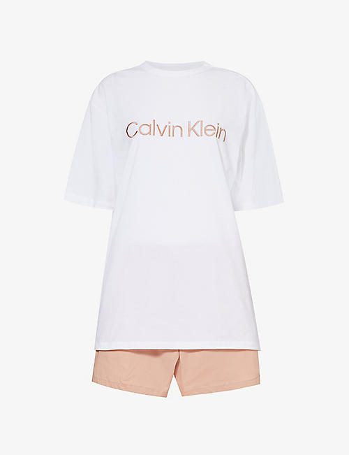 CALVIN KLEIN: Logo-print cotton and recycled polyester-blend jersey pyjamas