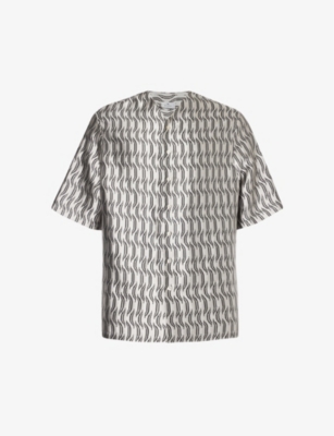 ETRO: Abstract-pattern V-neck relaxed-fit silk-blend shirt