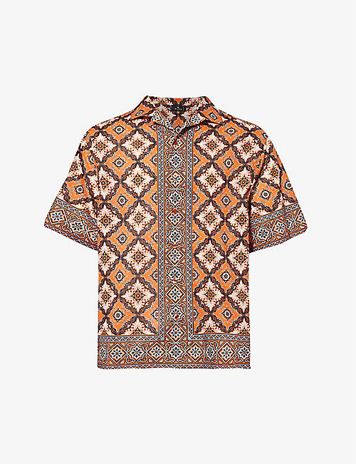 ETRO: Graphic-print camp-collar cotton shirt