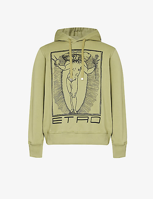 ETRO: Graphic-print relaxed-fit cotton-jersey hoody