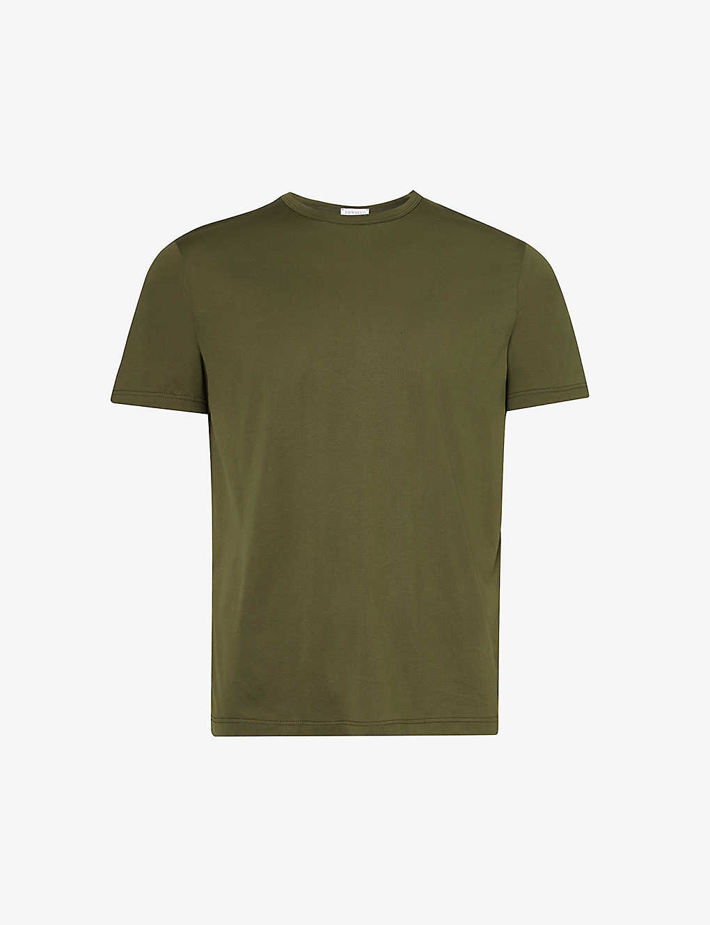 Sunspel Mens Dark Olive Crew-neck Regular-fit Cotton-jersey T-shirt In Green