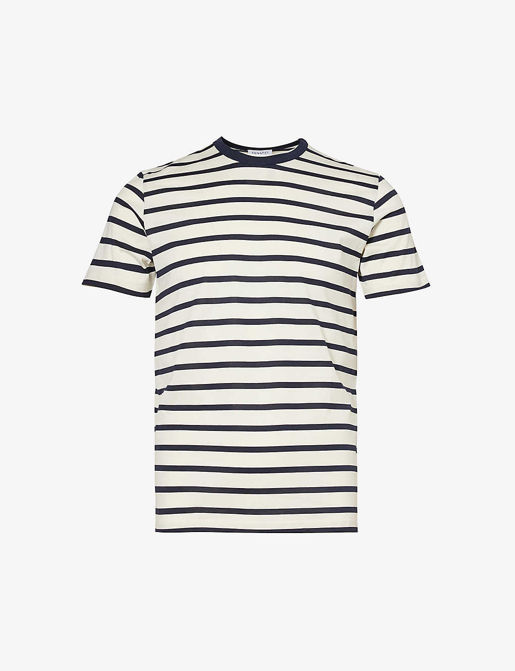 Shop Sunspel Striped Regular-fit Cotton-jersey T-shirt In Blue