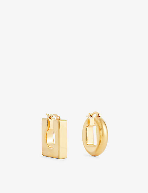 JACQUEMUS: Les Boucles asymmetric gold-tone brass hoop earrings