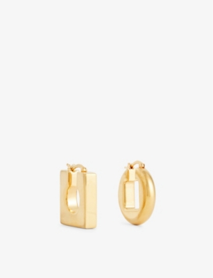 Shop Jacquemus Les Boucles Asymmetric Gold-tone Brass Hoop Earrings In Light Gold