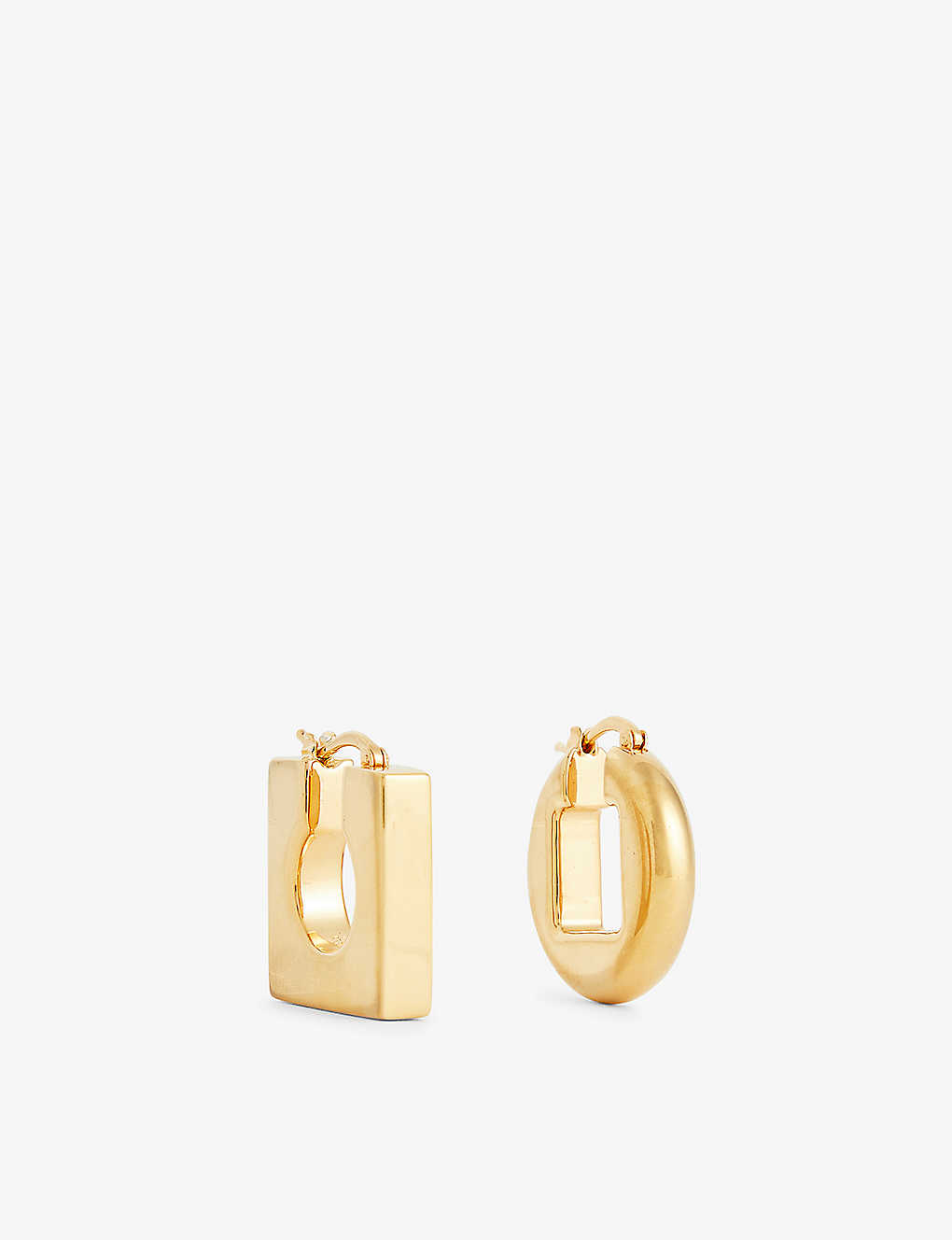 Shop Jacquemus Les Boucles Asymmetric Gold-tone Brass Hoop Earrings In Light Gold