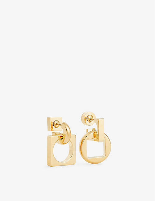 JACQUEMUS: Les geometric-pattern gold-tone brass earrings