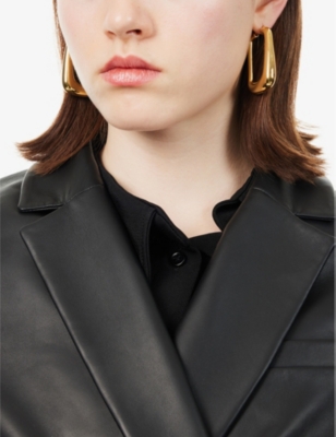 Shop Jacquemus Womens Light Gold Les Boucles Ovalo Gold-tone Hoop Earrings