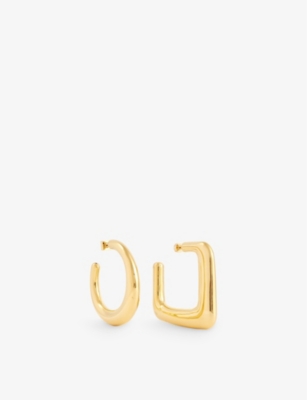 JACQUEMUS: Les Grandes Creoles Ovalo mismatched gold-tone hoop earrings