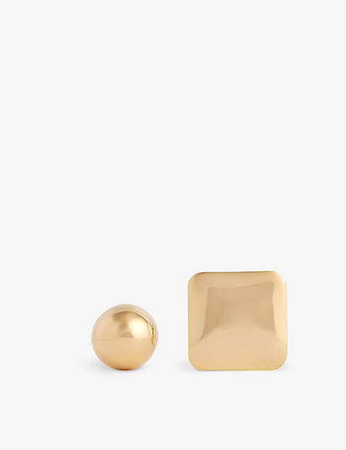 JACQUEMUS: Les Rond Carre brass earrings