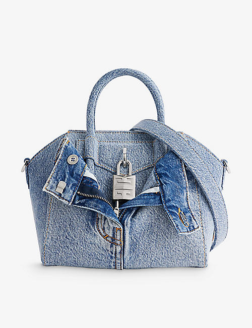 GIVENCHY: Antigona Lock Mini Boyfriend denim top-handle bag