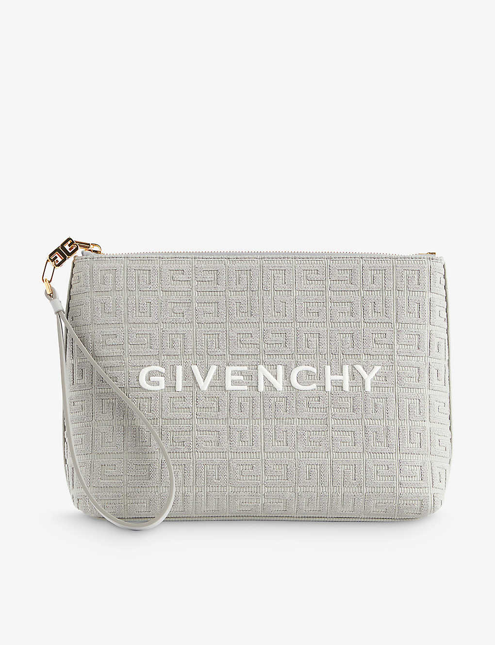 Givenchy Womens Light Grey Branded Cotton-blend Pouch