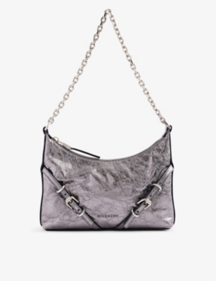 Givenchy Womens Silvery Grey Voyou Party Leather Shoulder Bag