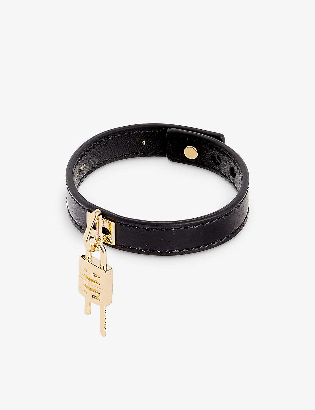 Givenchy Womens Black Golden Padlock-embellished Leather Bracelet
