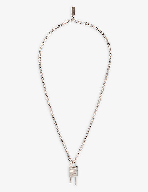 GIVENCHY: Mini padlock brass necklace