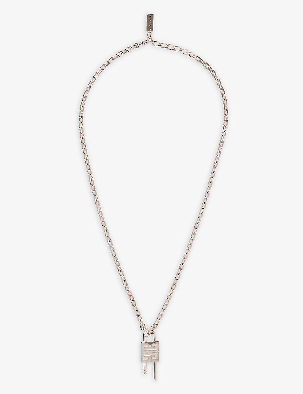 Givenchy Womens Silvery Mini Padlock Brass Necklace