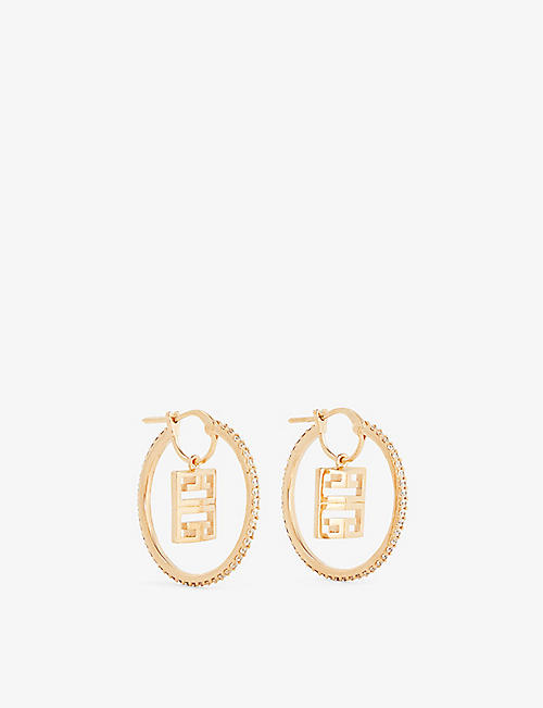 GIVENCHY: Monogram-embellished brass and cubic zirconia earrings