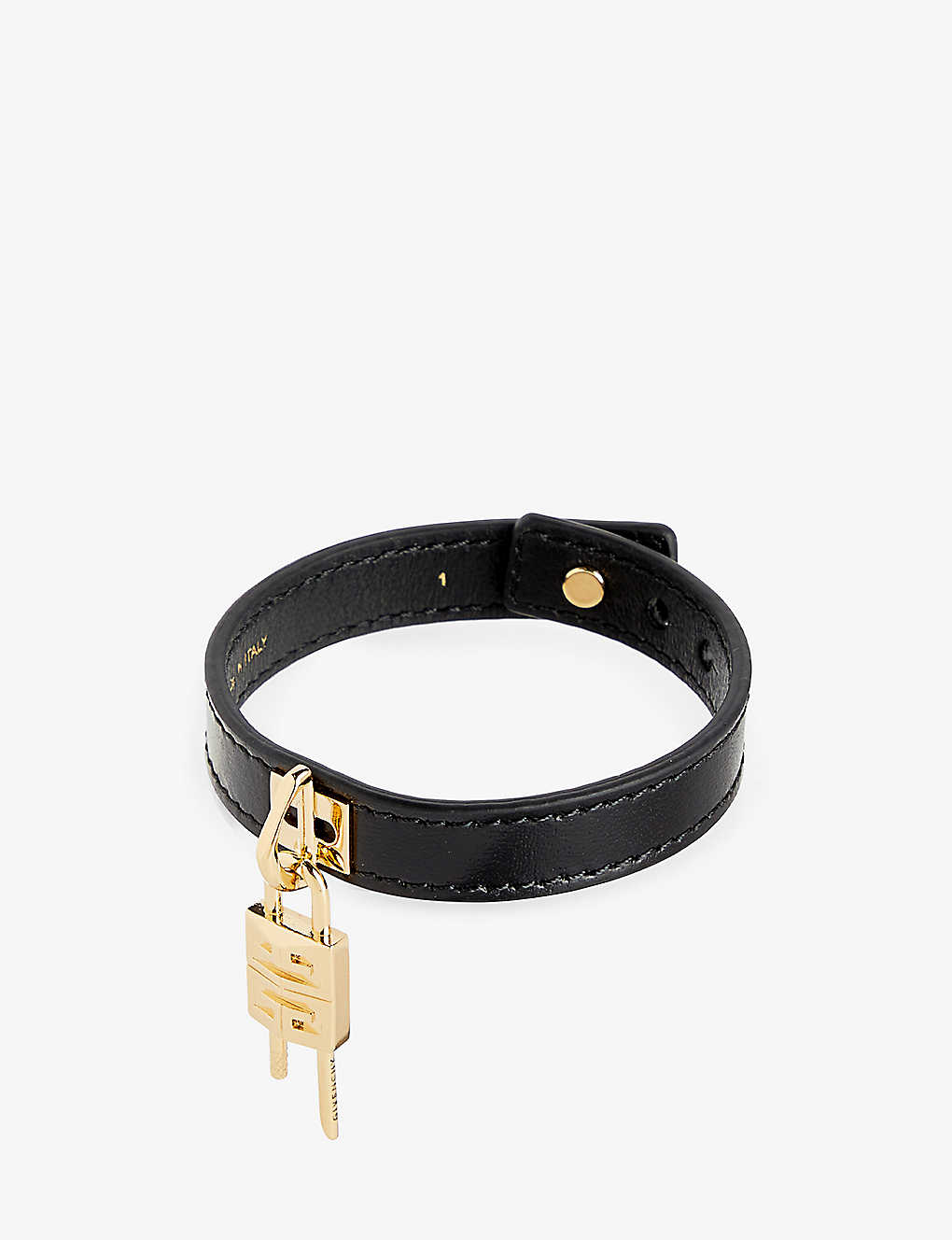 Givenchy Womens Black Golden Padlock-charm Adjustable Leather Bracelet