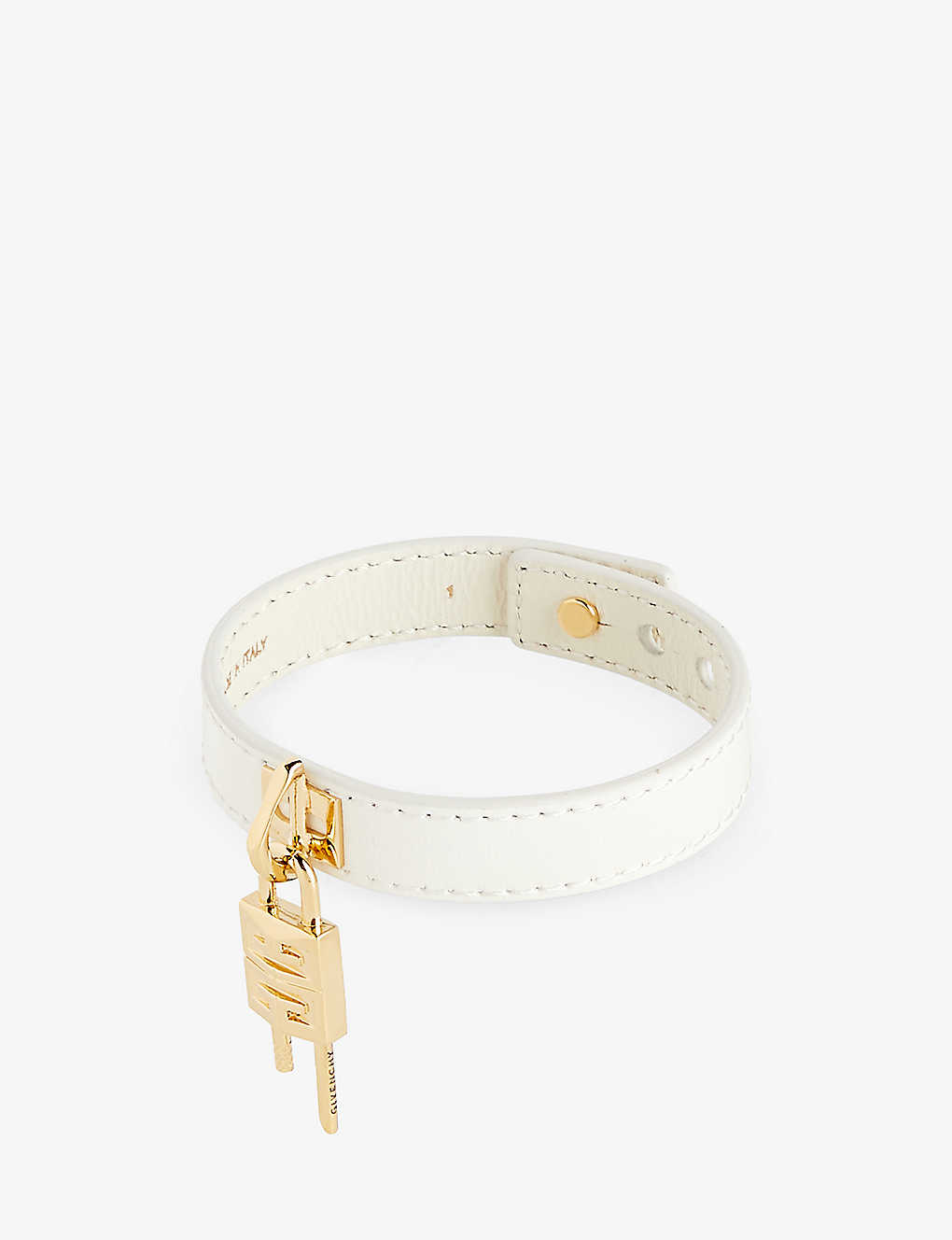 Shop Givenchy Womens Ivory Padlock Leather Bracelet