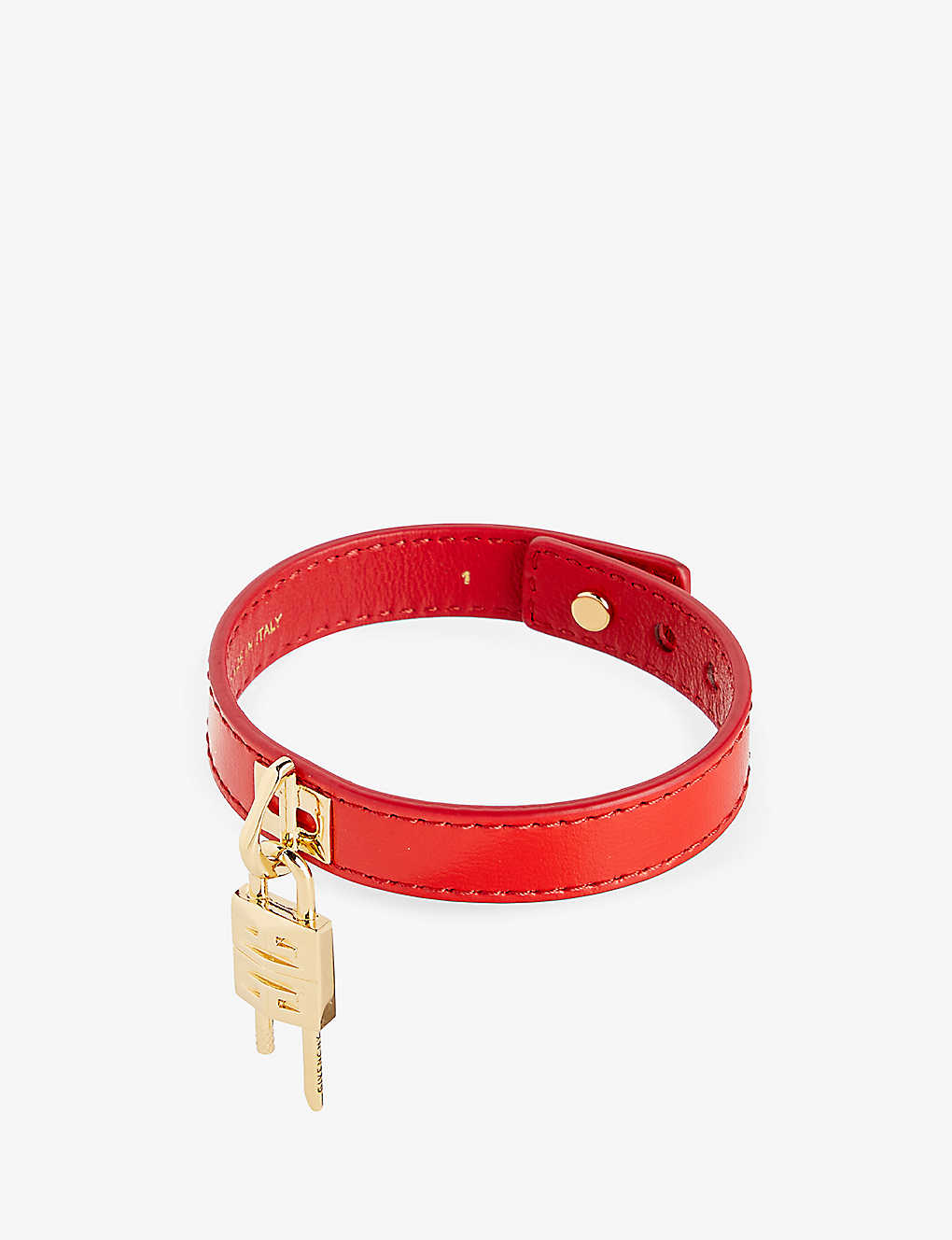 Givenchy Womens Golden Red Padlock-charm Adjustable Leather Bracelet