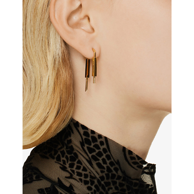 Shop Givenchy Padlock Logo-engraved Brass Earrings In Golden Yellow