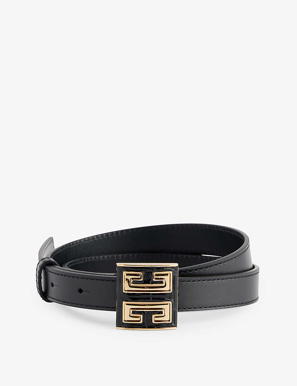 Givenchy Womens Black Logo-buckle Leather Belt