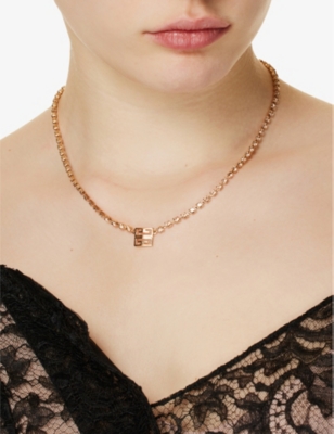 Shop Givenchy Brand-emblem Brass Necklace In Rose Gold