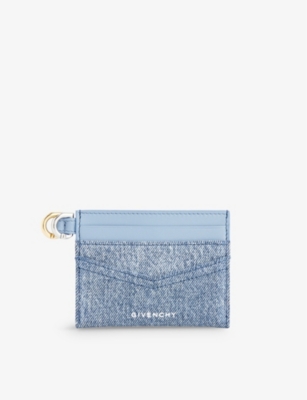 GIVENCHY: Voyou leather and denim card holder