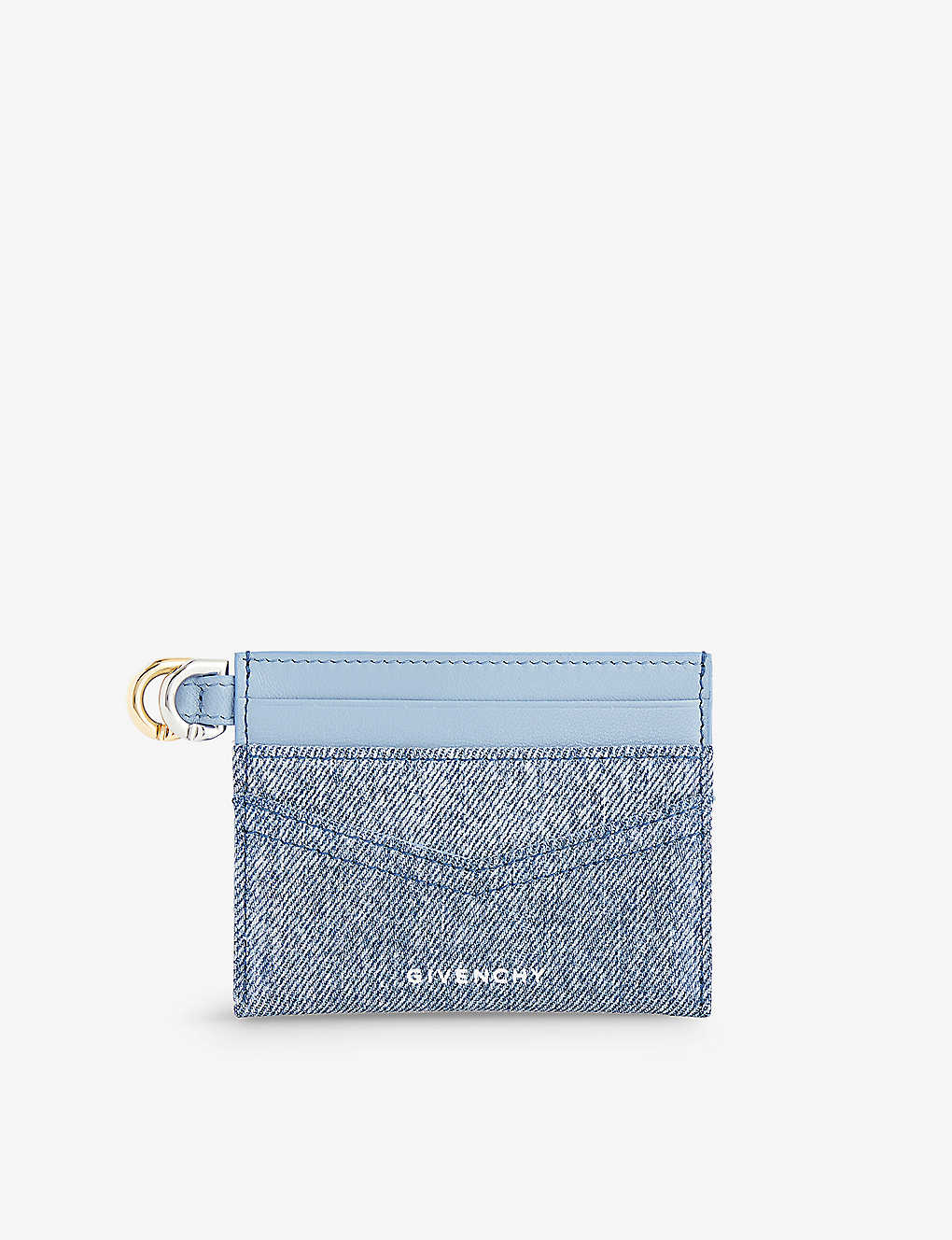Givenchy Medium Blue Voyou Leather And Denim Card Holder